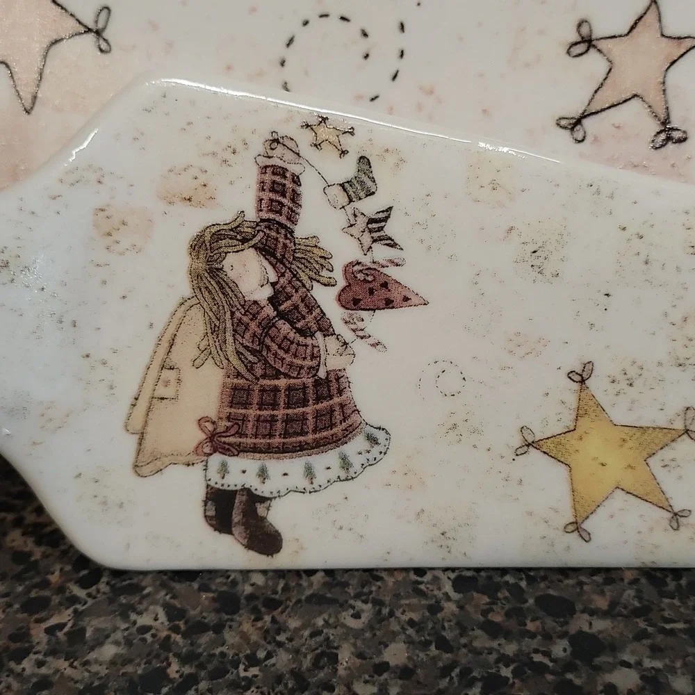 LTD Commodities Primitive Country Christmas Angel Cookie Serving Tray w/ Spatula